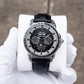 OBLVLO GCM-MUT - Men's Luxury Black Zirconia Bezel & Dial Multifunction Moon Phase Style Automatic Mechanical Watch