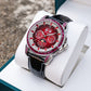 OBLVLO GCM-MUT - Affordable Luxury Burgundy Red Zirconia Bezel & Dial Moon Phase Style Date Casual Watch for Men's