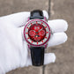 OBLVLO GCM-MUT - Affordable Luxury Burgundy Red Zirconia Bezel & Dial Moon Phase Style Date Casual Watch for Men's