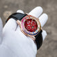 OBLVLO GCM-MUT: Burgundy Red Dial Moonphase of Men 41mm Automatic Mechanical Rose Gold Watch - Rainbow Zirconia Bezel