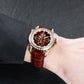 OBLVLO GCM-MUT Rose Gold Case - Affordable White Zirconia Bezel & Brown Dial Moon Phase Style Date Casual Watch for Men's