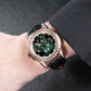 Affordable OBLVLO GCM-MUT Rose Gold Case - White Zirconia Bezel & Grass Green Dial Moon Phase Style Date Casual Watch