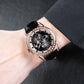 OBLVLO GCM-MUT - Affordable Black Dial & White Zirconia Bezel Rose Gold Multifunction Moon Phase Style Automatic Watch