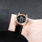OBLVLO GCM-MUT - Affordable Black Dial & White Zirconia Bezel Rose Gold Multifunction Moon Phase Style Automatic Watch