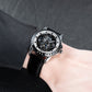 OBLVLO GCM-MUT - Men's Luxury Black Zirconia Bezel & Dial Multifunction Moon Phase Style Automatic Mechanical Watch