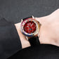 OBLVLO GCM-MUT: Burgundy Red Dial Moonphase of Men 41mm Automatic Mechanical Rose Gold Watch - Rainbow Zirconia Bezel