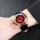 OBLVLO GCM-MUT: Burgundy Red Dial Moonphase of Men 41mm Automatic Mechanical Rose Gold Watch - Rainbow Zirconia Bezel