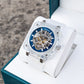 Affordable Luxury OBLVLO BRM Series - Men's Full Sapphire Blue Skeleton Automatic Mechanical Watch
