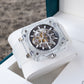 OBLVLO BRM Series - Black Dial & Full Sapphire Square Case Skeleton Mechanical Watch For Men's