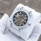 OBLVLO BRM Series - Black Dial & Full Sapphire Square Case Skeleton Mechanical Watch For Men's