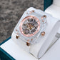 High Quality Full Sapphire Square Case Skeleton Automatic Watch For Men's - OBLVLO BRM Series Rose Gold Dial
