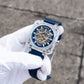 Affordable Luxury OBLVLO BRM Series - Men's Full Sapphire Blue Skeleton Automatic Mechanical Watch