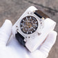 OBLVLO BRM Series - Black Dial & Full Sapphire Square Case Skeleton Mechanical Watch For Men's