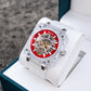 OBLVLO BRM Series - High Quality Red Dial & Full Sapphire Square Case Skeleton Automatic Watch