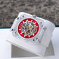 OBLVLO BRM Series - High Quality Red Dial & Full Sapphire Square Case Skeleton Automatic Watch