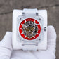 OBLVLO BRM Series - High Quality Red Dial & Full Sapphire Square Case Skeleton Automatic Watch