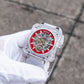 OBLVLO BRM Series - High Quality Red Dial & Full Sapphire Square Case Skeleton Automatic Watch
