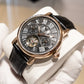 OBLVLO YM Black Dial & Rose Gold Luxury Multi-Function Tourbillon style Month/Week/Date Automatic Watches