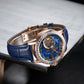 OBLVLO VMQ Series - Best Affordable Luxury Mens Rose Gold Zirconia Automatic Tourbillon Style Blue Dial Dress Watches