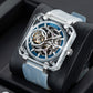 OBLVLO Full Sapphire Case Blue Tourbillon Skeleton Watch For Men - BR-TB-ILWR