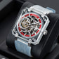 OBLVLO High Quality Full Sapphire Red Skeleton Tourbillon Mechanical Watch - BR-TB-IRWR