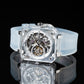 OBLVLO Full Sapphire Manual Winding Tourbillon Silver Dial Skeleton Watch For Men - BR-TB-IWWR
