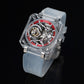 OBLVLO High Quality Full Sapphire Red Skeleton Tourbillon Mechanical Watch - BR-TB-IRWR