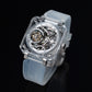 OBLVLO Full Sapphire Manual Winding Tourbillon Silver Dial Skeleton Watch For Men - BR-TB-IWWR