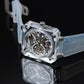 OBLVLO Full Sapphire Manual Winding Tourbillon Silver Dial Skeleton Watch For Men - BR-TB-IWWR