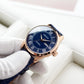 OBLVLO GC-SIM 41mm Rose Gold & Blue Dial Men's Fashion Roman Numeral Classic Automatic Mechanical Wristwatch with Day Date
