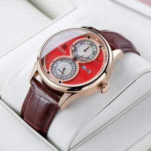 Affordable Rose Gold & Multifunction Two Eyes Mother of Pearl Subdial Automatic Mechanical Watch - OBLVLO AM Dress Watch