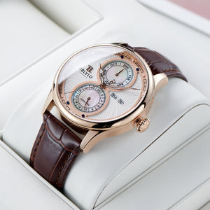 Affordable 42mm Rose Gold Two Eyes Mother of Pearl Subdial Automatic Watches - OBLVLO AM Vintage Dress Design Watch
