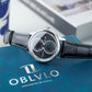 Best Affordable OBLVLO AM Series Black & Multifunction Two Eyes Mother of Pearl Subdial Dress Watch