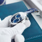 Luxury OBLVLO AM Series Mens Automatic Mechanical Blue Dial Dress Watch - Multifunction Two Eyes Mother of Pearl Subdial