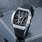 OBLVLO ZM-MA Super Luminous Dial & Black Rubber Strap Watch -  Men's Fashion Tonneau Skeleton Automatic Sport Watch