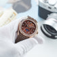 OBLVLO FM-SL-DD-D 39mm Mens Automatic Moonphase Watch - Brown Dia & Rose Gold Sqaure Case Inlay zirconia