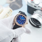 OBLVLO FM-SL-DD-D - Blue 39mm Moonphase Dial & Rose Gold Sqaure Case Automatic Dress Watch for men