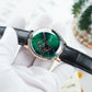 40mm Rose Gold Mens Automatic Watch With Green Partial Skeleton Dial & Black Leather Band By OBLVLO NW Series