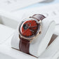 OBLVLO NW Series: Sienna Color Partial Skeleton Dial & 40mm Rose Gold Case Automatic Skeleton Brown Leather Strap Mens Watch