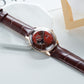 OBLVLO NW Series: Sienna Color Partial Skeleton Dial & 40mm Rose Gold Case Automatic Skeleton Brown Leather Strap Mens Watch