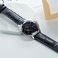 40mm Automatic Mens Watch With Black Partial Skeleton Dial & Black Band By OBLVLO NW Series