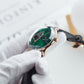 40mm Rose Gold Mens Automatic Watch With Green Partial Skeleton Dial & Black Leather Band By OBLVLO NW Series