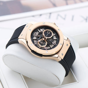 OBLVLO HM-GT - Mens Rose Gold Case Miyato Automatic Watch for Men with Date Luminous Fashion Wristwatch