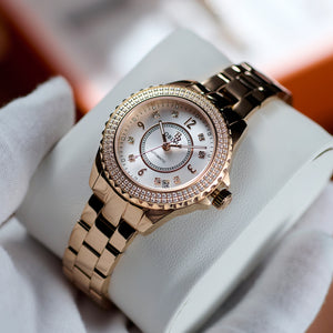 OBLVLO JW-S Rose Gold Diamond Stainless Steel Watches for Ladies - Ideal Gift for Holidays