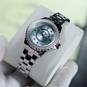OBLVLO JW-S ICE Blue Dial - Luxury Fashion Stainless Steel Automatic Wrist Watch for Ladies Gift