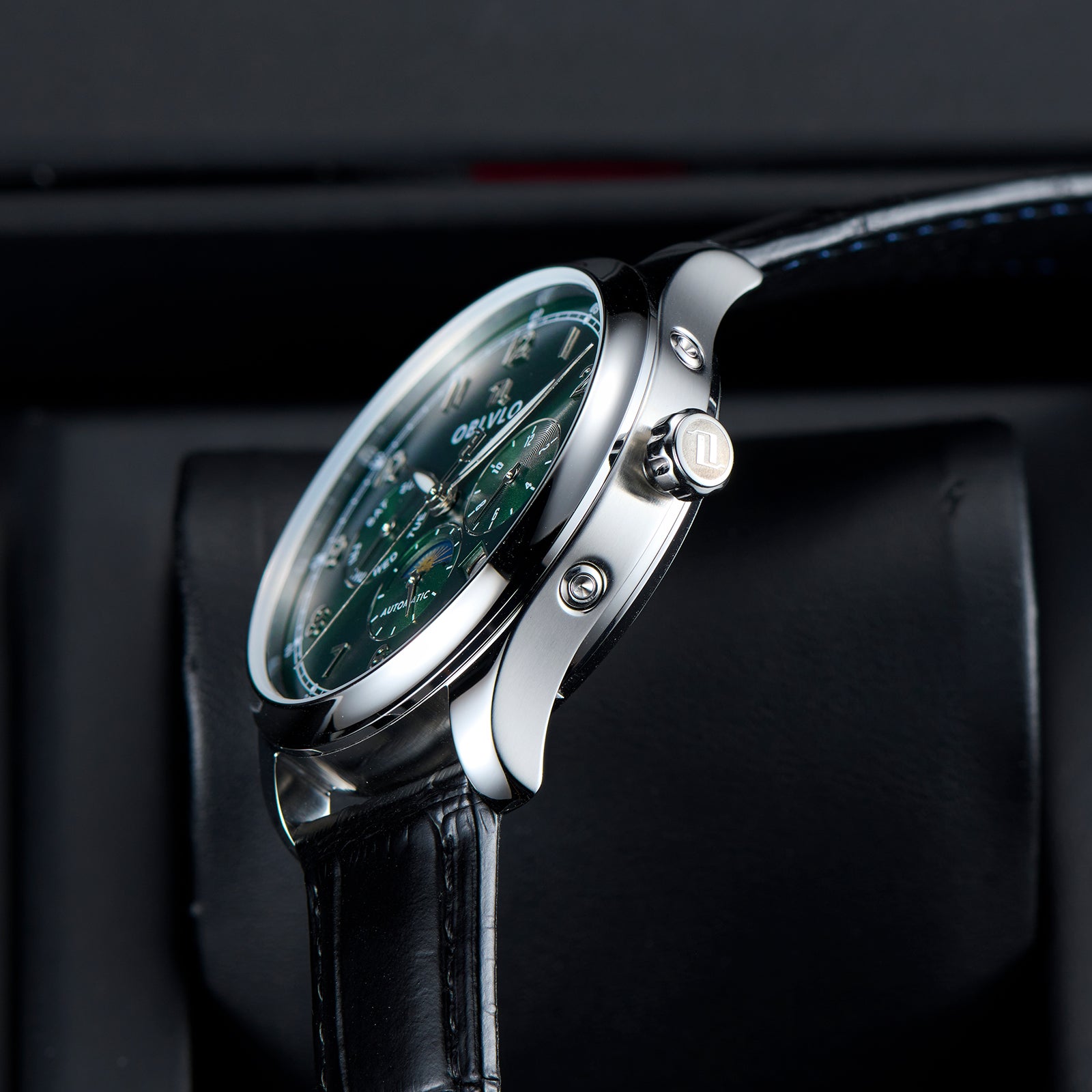OBLVLO WM 41mm Green Dial Men's Luxury Automatic Multi-Function Calend