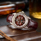 OBLVLO GCM-MUT Rose Gold Case - Affordable White Zirconia Bezel & Brown Dial Moon Phase Style Date Casual Watch for Men's