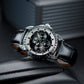 OBLVLO GCM-MUT - Men's Luxury Black Zirconia Bezel & Dial Multifunction Moon Phase Style Automatic Mechanical Watch