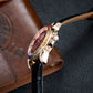 OBLVLO GCM-MUT: Burgundy Red Dial Moonphase of Men 41mm Automatic Mechanical Rose Gold Watch - Rainbow Zirconia Bezel