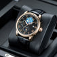 OBLVLO AM-FG Rose Gold 41mm Black Dial Multi-Function Month/Week/Date Luxury Dress Wrist Watch for Men